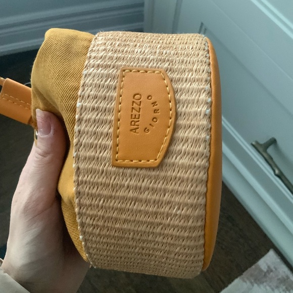 AREZZO GIORNO Brazil Drawstring Raffia Crossbody Bucket Purse Leather BRAND NEW - Picture 11 of 16